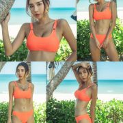 Korean model and fashion - Park Da Hyun - Orange Swimsuit