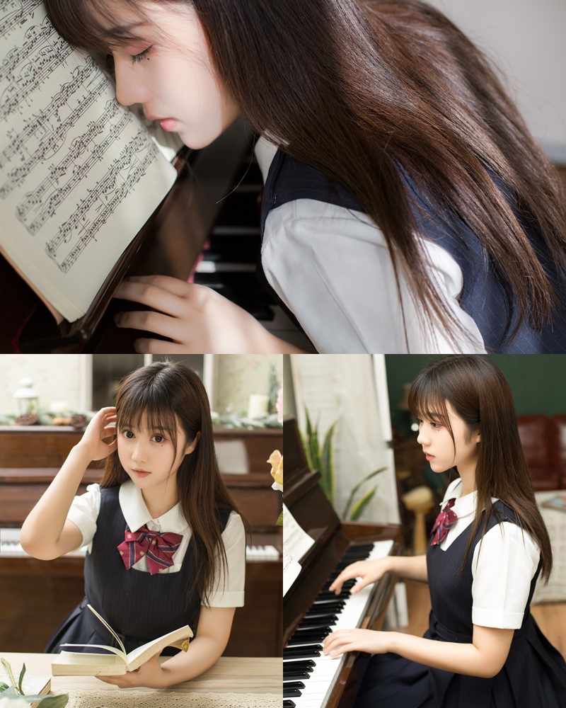 [MTCos] 喵糖映画 Vol.004 - Chinese model - School Girl practicing and playing the Piano