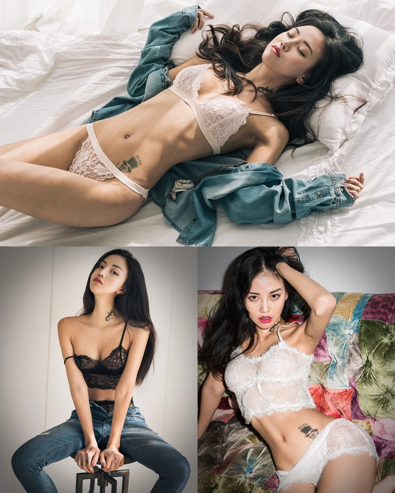 Baek-Ye-Jin-model-hot-images-Back-and-White-lingerie-set-TruePic.net