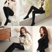 Image-Korean-Fashion-Model-Jin-Hee-Black-Tights-And-Winter-Sweater-Dress-TruePic.net