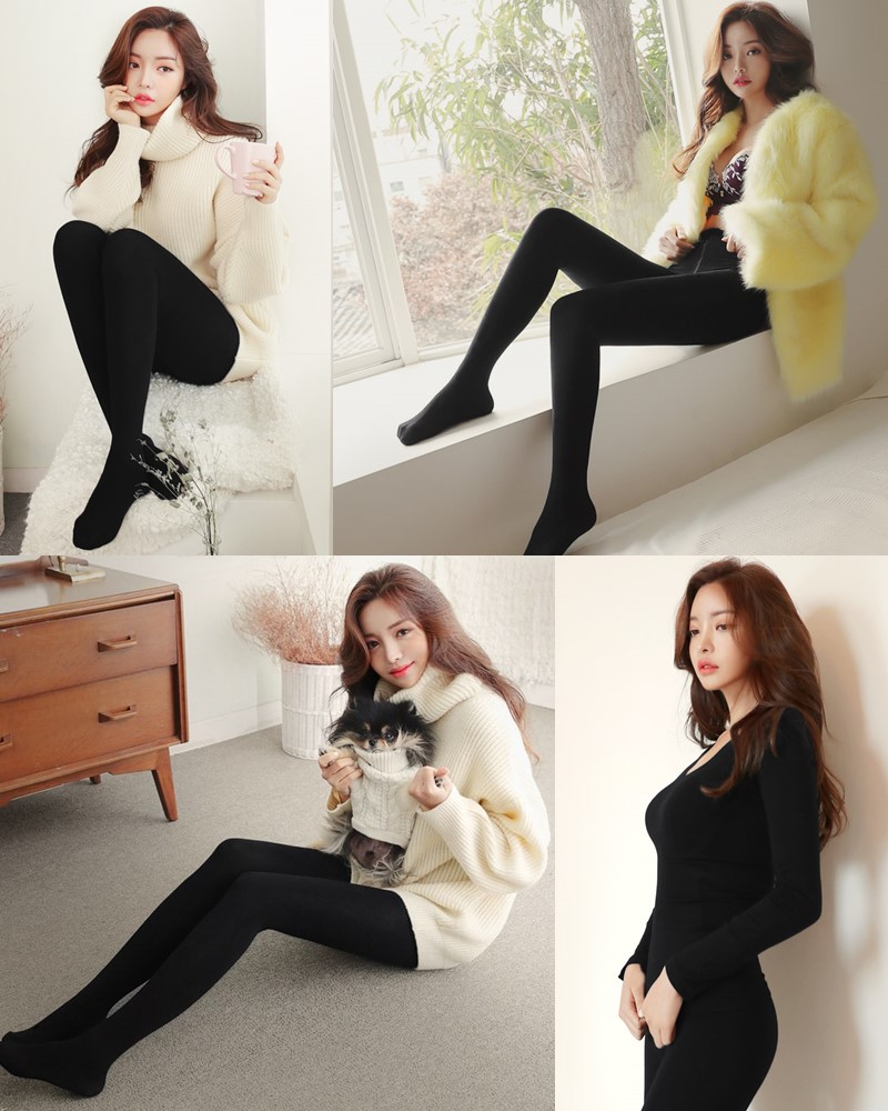 Image-Korean-Fashion-Model-Jin-Hee-Black-Tights-And-Winter-Sweater-Dress-TruePic.net