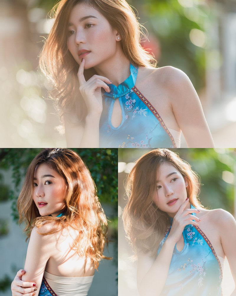 Image-Thailand-Beautiful-Girl-Pattaravadee-Boonmeesup-Blue-Chinese-Traditional-Undershirt-TruePic.net