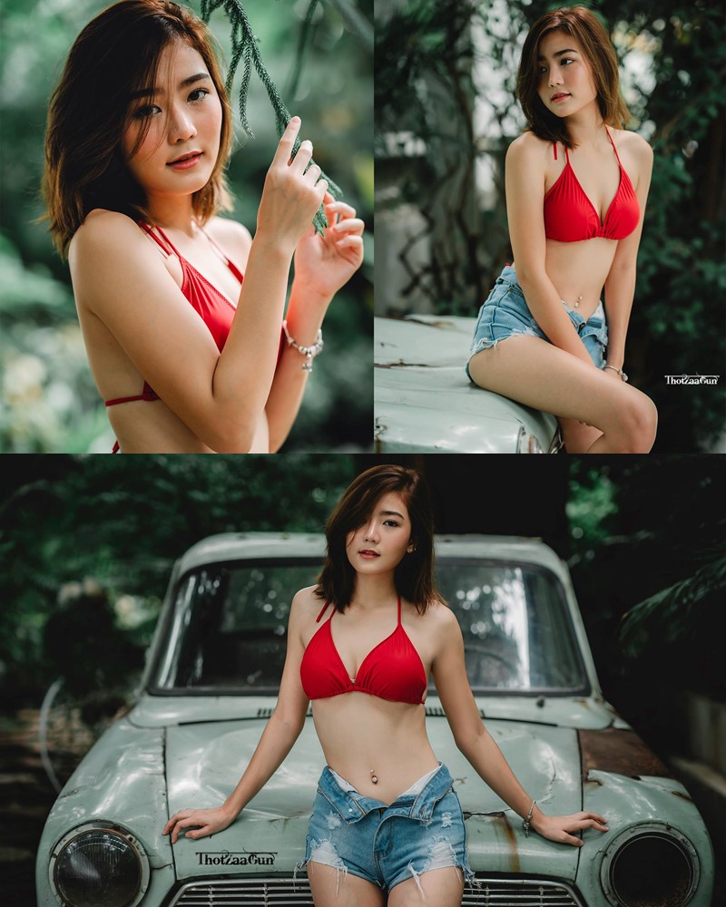 Image Thailand Model - Pattaravadee Boonmeesup - Red Bikini Top and Jean - TruePic.net