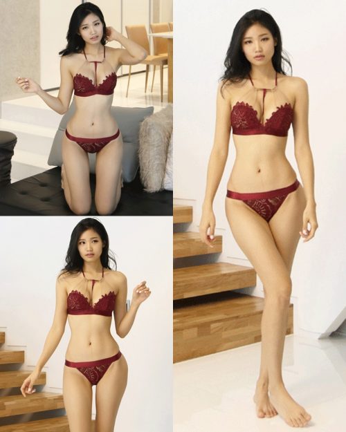 Image Korean Fashion Model - Lee Hee Eun - Baghdad Caffeine Burgundy Lingerie - TruePic.net