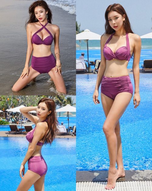 Park Da Hyun - Korean Fashion Model - RoseMellow Purple Bikini - TruePic.net