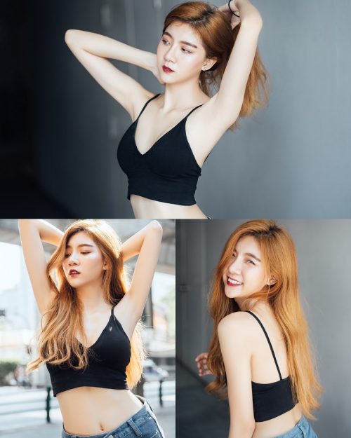 Thailand Model - Sasi Ngiunwan - Black Crop Tops and Jean - TruePic.net
