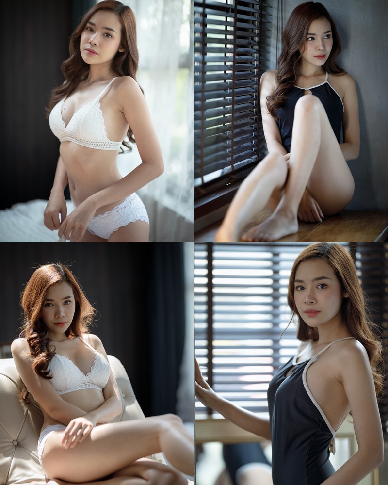 Thailand Model - Wisansaya Pakasupakul - White Lingerie and Black Monokini - TruePic.net