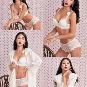 Korean Fashion Model - An Seo Rin - White Lingerie and Sleepwear Set - TruePic.net