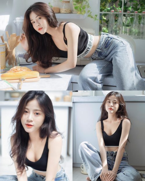Vietnamese Model - Yen Doan - Black Crop Top and Jean - TruePic.net