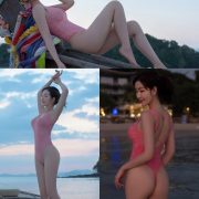XIUREN No.2340 - Chinese Model Shen Mengyao (沈梦瑶) - Sexy Pink Monokini on the Beach - TruePic.net