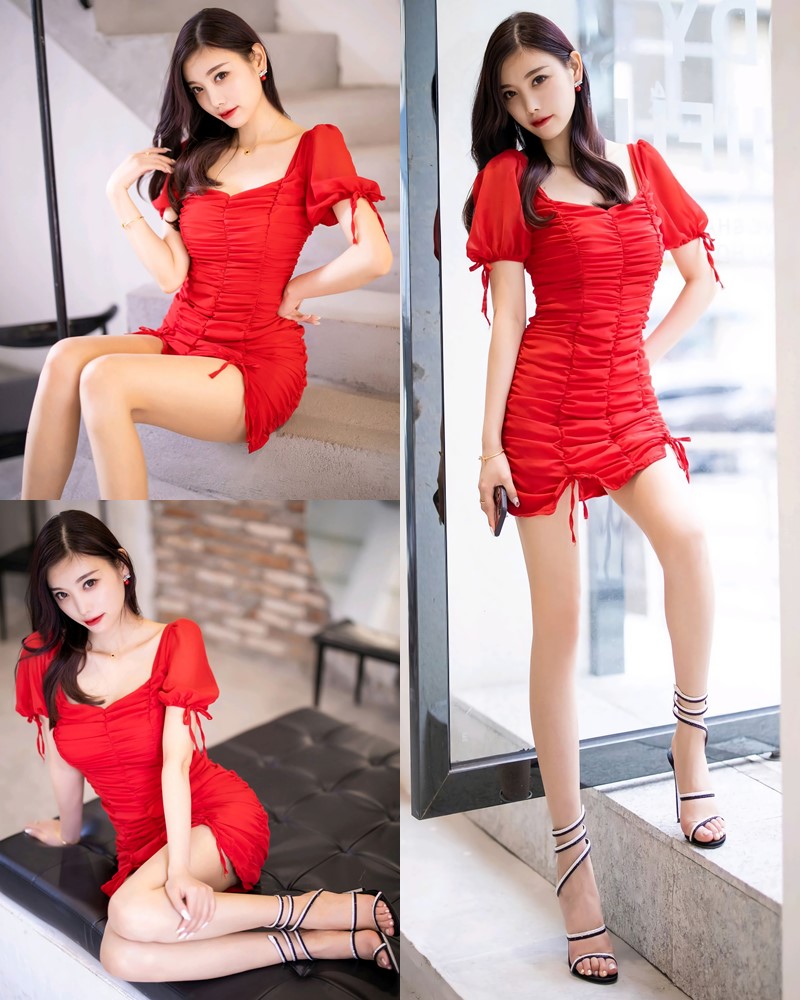 XiaoYu Vol.326 - Chinese Model - Yang Chen Chen (杨晨晨sugar) Sexy With Red Bodycon Dress - TruePic.net