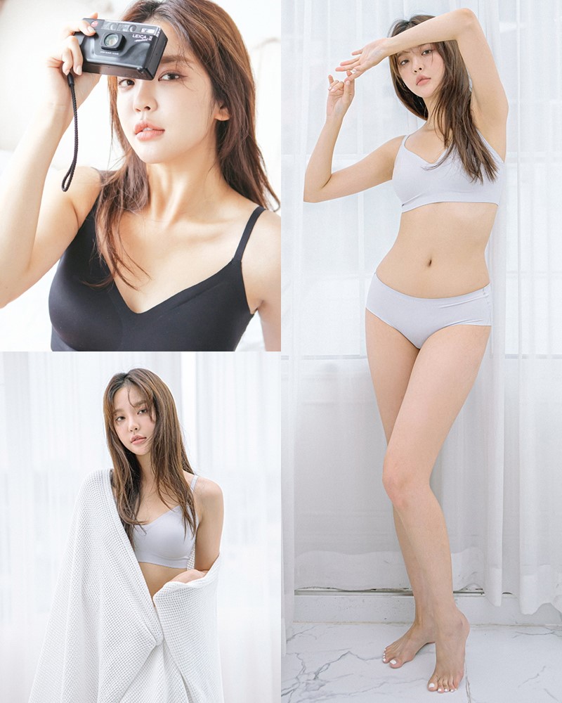 Korean Fashion Model - Hwang Yujin - Black and White Lingerie - TruePic.net