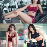 Thailand Hot Beauty Model - Nisa Khamarat - Red and Black Fitness Set - TruePic.net